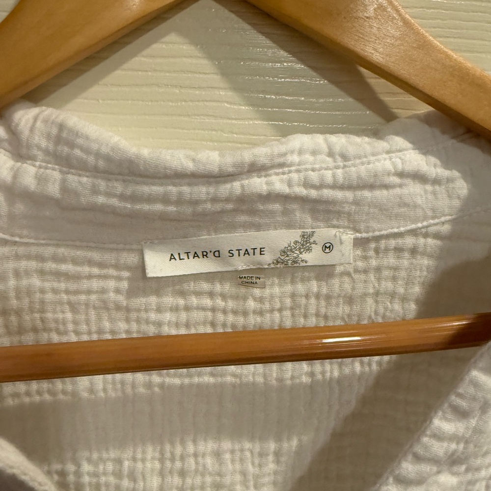 Altar'd State White Cropped Gauze Snap-Front Shirt - Picture 2 of 8